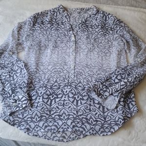 Batik pattern see through long sleeved blouse